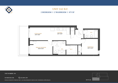 Floor plan for 2 beds, 2 baths